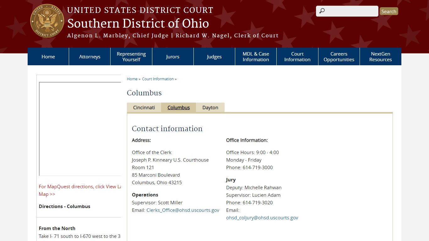 Columbus | Southern District of Ohio | United States District Court