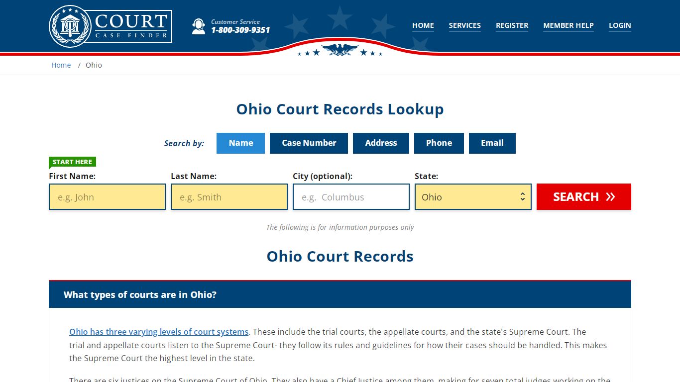 Ohio Court Records Lookup - OH Court Case Search - CourtCaseFinder.com
